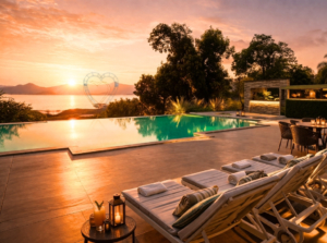 Infinity pool of Astoria Lake Resort near Trimbakeshwar 